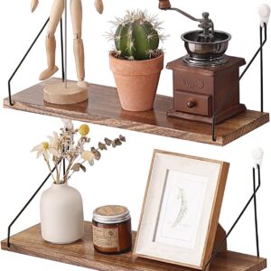 ウォールシェルフ 壁を傷つけない 42+42cm2点セット 天然桐木壁掛け棚 賃貸 壁 棚 穴あけない ウォールラック 壁に付けられる家具 飾り棚木製 簡単取り付け 洗面所/キッチン/トイレ/玄関 壁棚収納 (ダークブラウン)