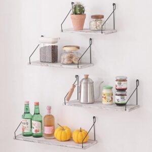 ウォールシェルフ 壁を傷つけない 29+36+42+50cm4点セット 壁掛け棚 賃貸 壁 棚 穴あけない ウォールラック 壁に付けられる家具 飾り棚木製 簡単取り付け リビング/洗面所/キッチン/トイレ/玄関 壁面収納 (ホワイト)