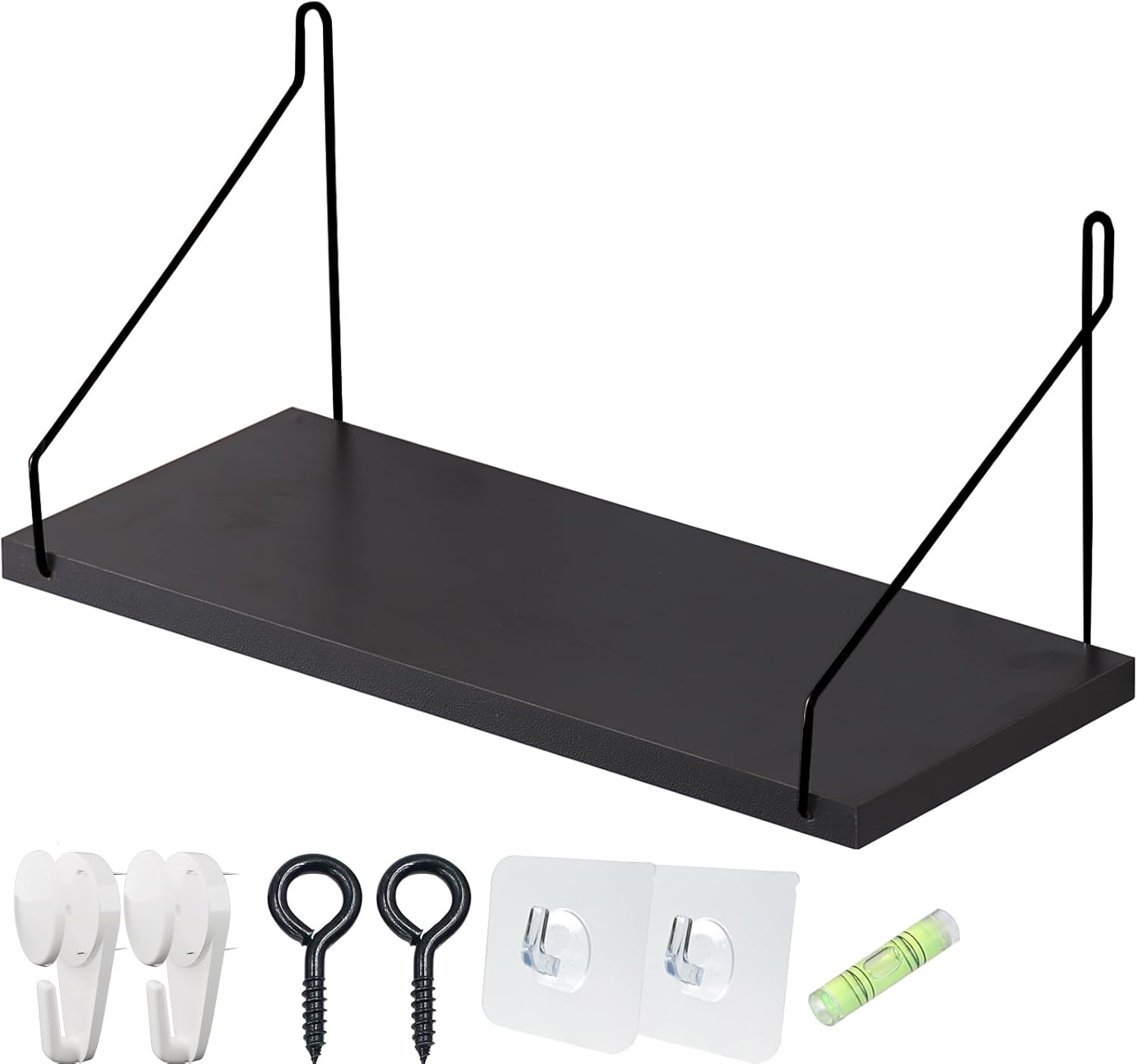 ウォールシェルフ 壁を傷つけない 30cm 壁掛け棚 賃貸 壁 棚 穴あけない ウォールラック 壁に付けられる家具 飾り棚 設置棚 壁 棚 傷つけない 簡単取り付け diy棚 洗面所/キッチン/トイレ/玄関 収納ラック (ブラック)