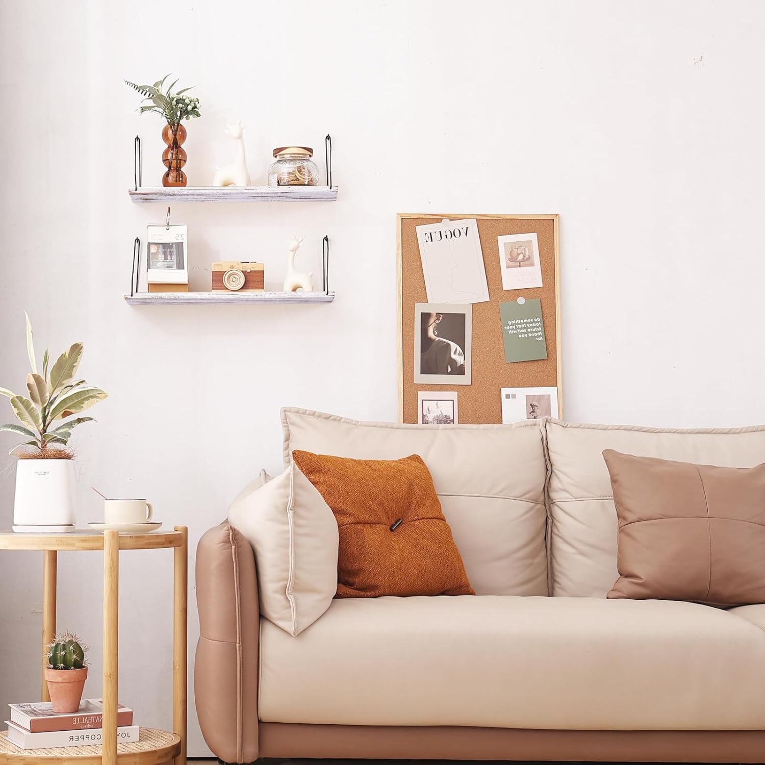 ウォールシェルフ 壁を傷つけない 50+50cm2点セット パイン材 壁掛け棚 賃貸 壁 棚 穴あけない ウォールラック 壁に付けられる家具 飾り棚 木製 簡単取り付け 洗面所/キッチン/トイレ/玄関 壁棚収納 (ダークブラウン) (复制) - Image 8